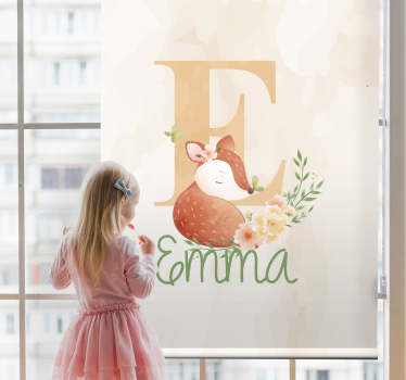 Räv med initial och namn Rrullgardin barn - Tenstickers