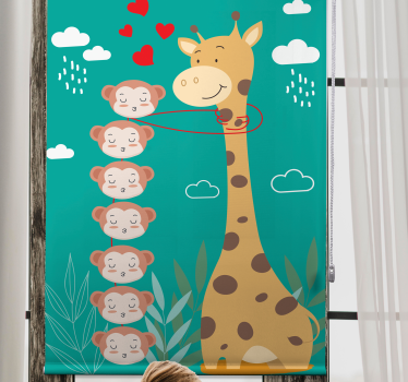 Apor kysser giraff kul rullgardin - Tenstickers