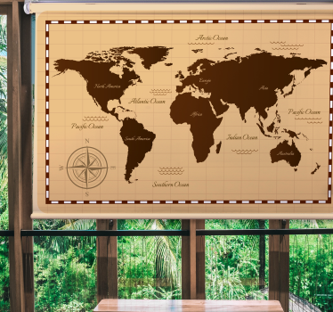 Atlas vintage världskarta rullgardin - Tenstickers