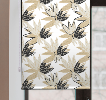 Beige blad mönster nordisk rullgardin - Tenstickers
