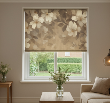 Beige målade blommor Rullgardin vardagsrum - Tenstickers