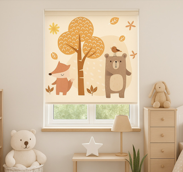 Beige skogsdjur Rrullgardin barn - Tenstickers