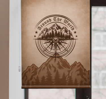 Bergskompassdesign Rullgardin vardagsrum - Tenstickers
