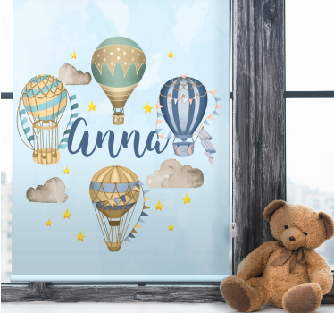 Blå ballonger med stjärnor rullgardin konst - Tenstickers