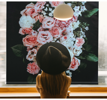 Blommande blomsterarrangemang Rullgardin blommig - Tenstickers