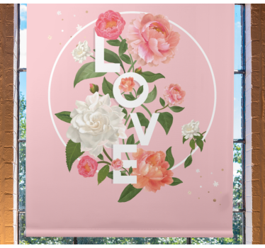 Blommig kärlek emblem blomma rullgardin - Tenstickers