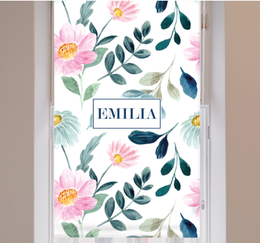 Blommor och lövmönster personliga rullgardiner - Tenstickers
