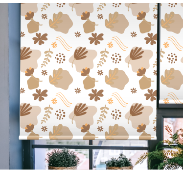 Bruna periwinkles och blad blomma rullgardin - Tenstickers