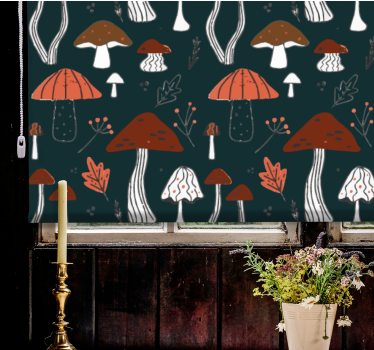 Bruna svampar fler blommor och plantera rullgardin - Tenstickers