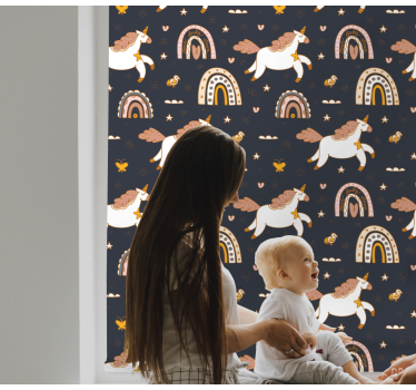 Charmigt enhörningsmotiv Rrullgardin barn - Tenstickers