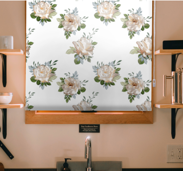Delikat vitt arrangemang Rullgardin blommig - Tenstickers