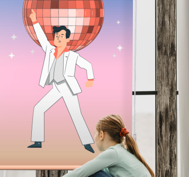 Disco boll illustration med färger teen rullgardin - Tenstickers