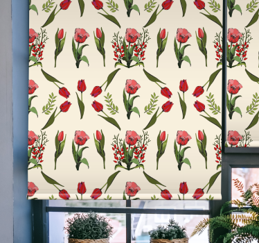 Elegant beige arrangemang Rullgardin blommig - Tenstickers
