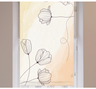 Rullgardin blommig aquarella blommig kontur - Tenstickers