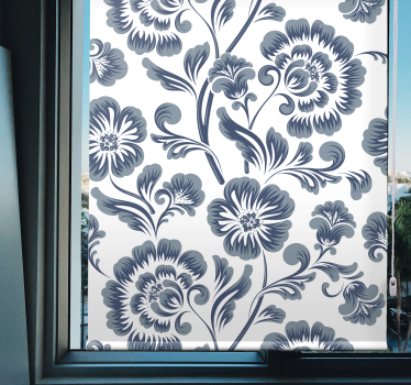 Eleganta gråa mönster Rullgardin blommig - Tenstickers