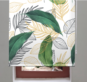 Eleganta gröna och guld blad blommor och plantera rullgardin - Tenstickers