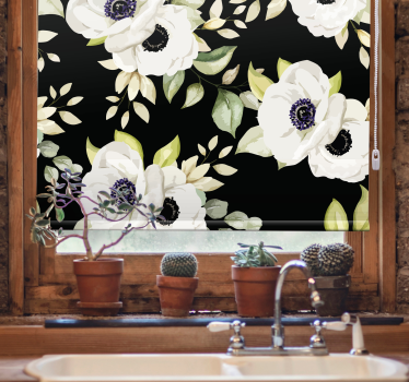 Eleganta vita blommor Rullgardin blommig - Tenstickers