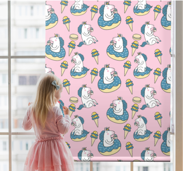 Enhörningar och glass kottar barn rullgardin - Tenstickers