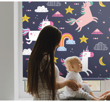 Enhörningar och stjärnor Rrullgardin barn - Tenstickers