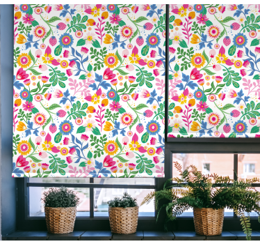 Exotiska flerfärgade blommor och rullande rullgardiner - Tenstickers