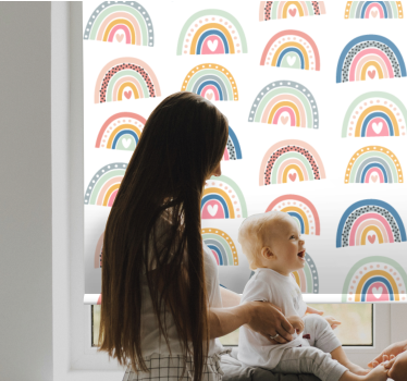 Färgglada hjärta regnbågar Rrullgardin barn - Tenstickers