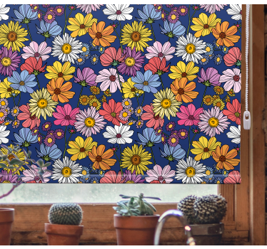 Färgglada mönsterblommor och plantera rullgardiner - Tenstickers