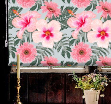 Färgglada pastellmålning blommor och plantera rullgardin - Tenstickers