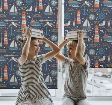 Fint mönster med havselement barn rullgardin - Tenstickers