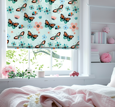 Fjärilar och blommor Rullgardin barn - Tenstickers