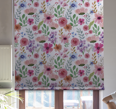 Flerfärgad blomma köksgardin - Tenstickers