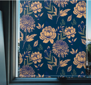 Franska provinsiella blå blommor och växt rullgardin - Tenstickers