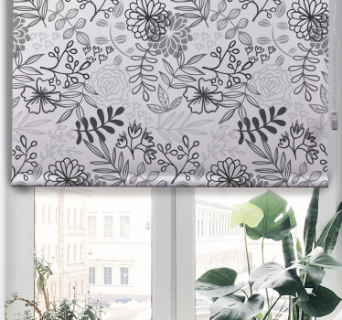 Grå blomma köksgardin - Tenstickers