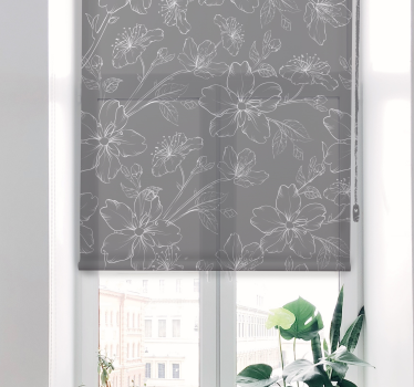 Grå blommor modern rullgardin - Tenstickers