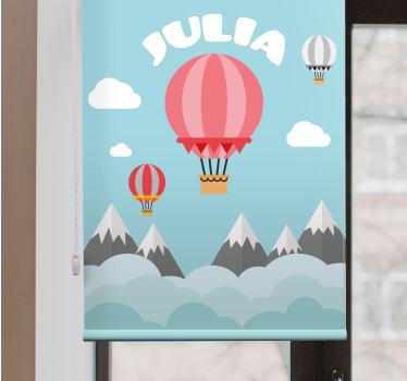Grå och rosa berg och ballonger rullgardin konst - Tenstickers