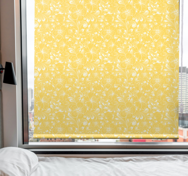 "grandmillenial style" ywllow blommor och växt rullgardin - Tenstickers