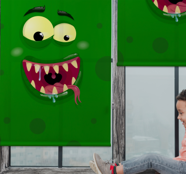Gröna monster roliga barn rullgardin - Tenstickers