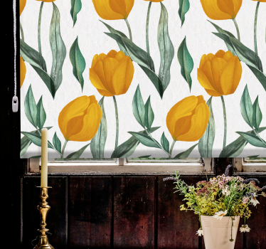 Gula tulpaner oljefärg blommor och växt rullgardin - Tenstickers