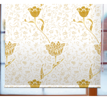 Gyllene elegant mönster Rullgardin blommig - Tenstickers