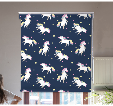Handritad unicorn mönster barn rullgardin - Tenstickers