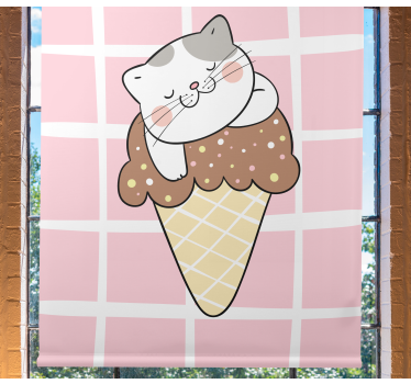Härlig katt som äter en glass barn rullgardin - Tenstickers