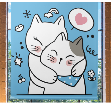 Härliga katter som kramar barn rullgardin - Tenstickers