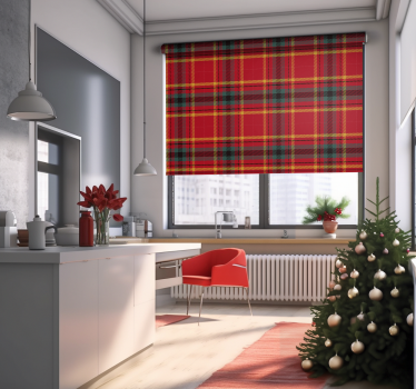Jul röd tartan konsistens Rullgardin röd - Tenstickers