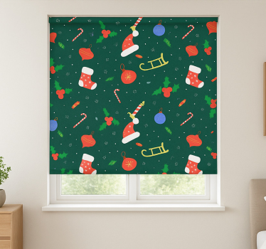 Jultomten pepparkaksmönster Rullgardin vardagsrum - Tenstickers