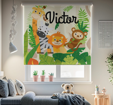 Jungle Djur Anpassade Rullgardin barn - Tenstickers