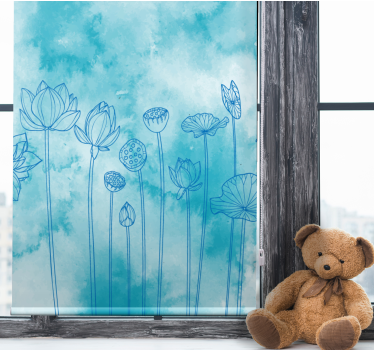 Känsliga blå vattenfärg blommor blomma rullgardin - Tenstickers