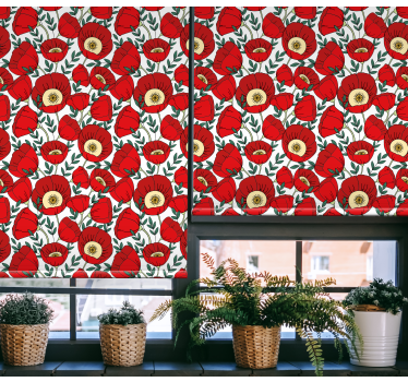 Klassiska röda vallmo blomma rullgardin - Tenstickers