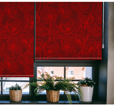 Konstnärliga vallmo med stjälkar blomma rullgardin - Tenstickers