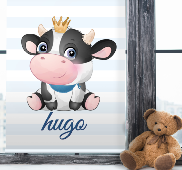 Krönt ko med namn Rrullgardin barn - Tenstickers