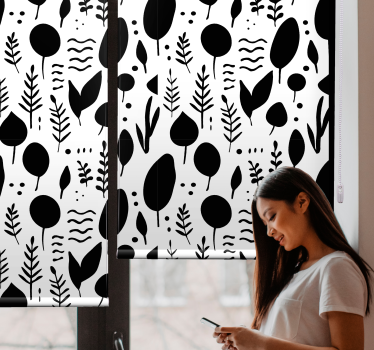 Lämnar mönster fler blommor och plantera rullgardin - Tenstickers