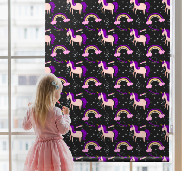 Rrullgardin barn rosa enhörningar och bågar - Tenstickers